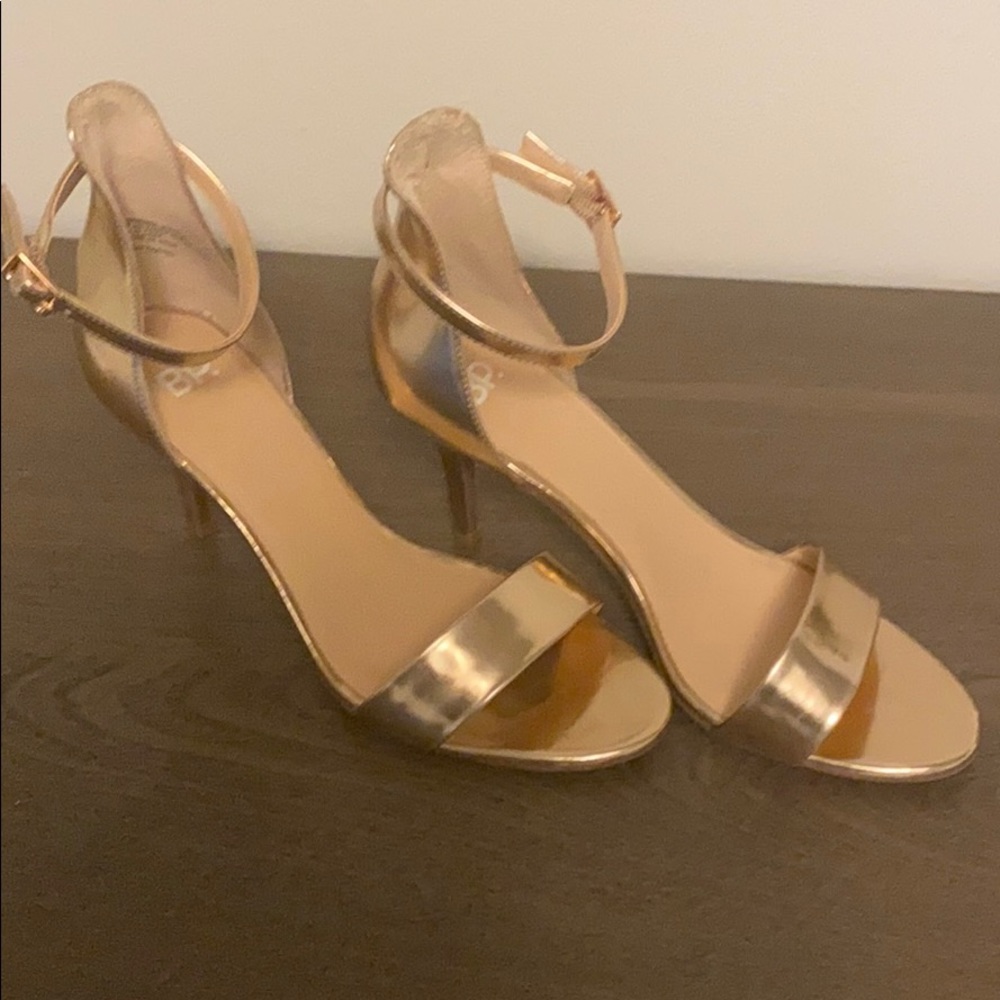 Rose gold strapped heels